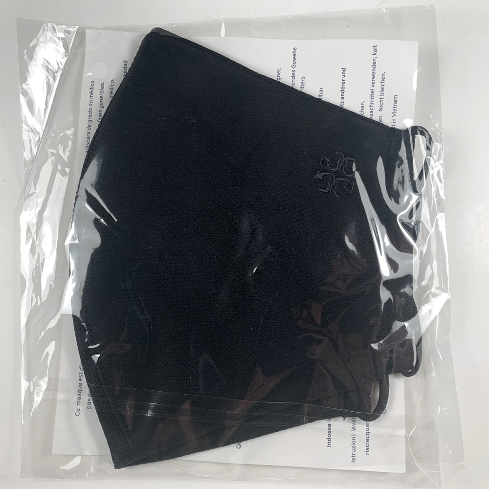 Tory Burch Designer Face Mask- Logo Solid Blk